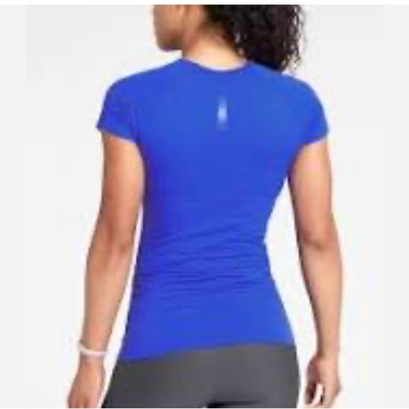 Athleta | Blue Finish Fast Crew Neck Shortsleeved Top. Small. EUC - Picture 2 of 6